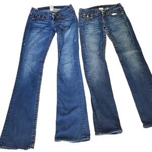 True Religion Straight Leg Denim Blue Jeans Size 26 Inseam 30/31 Lot of 2‎